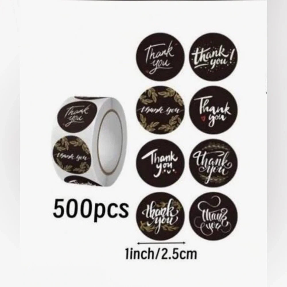 Thank you stickers, 500 pieces (1 Roll) NEW